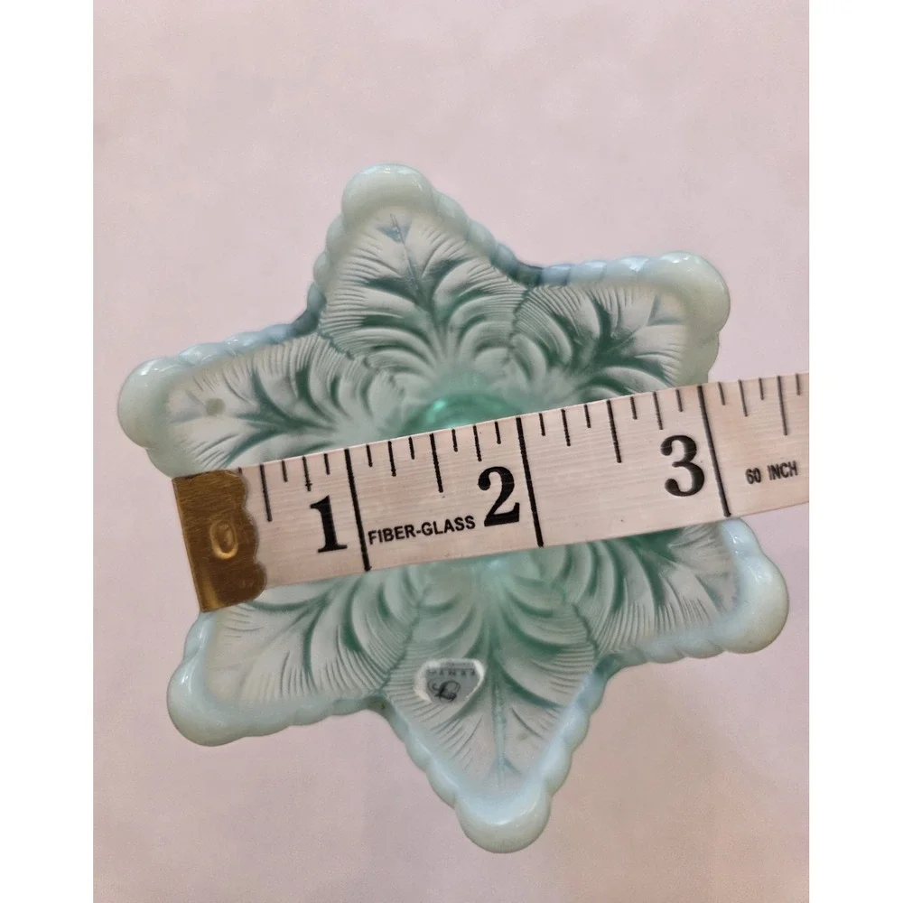 vintage Fenton Art Glass turquoise blue opalescent tulip reversible 2-way votive
